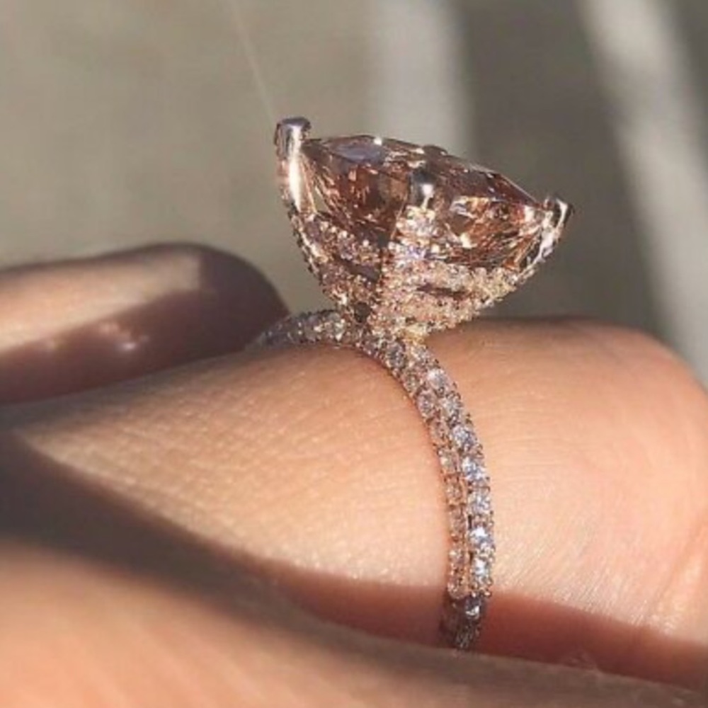 GorgeousWhite Sapphire Rose Gold Filled Ring - Picture 3 of 16